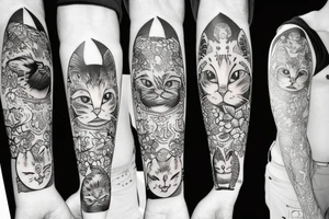 Cat on trees tattoo idea