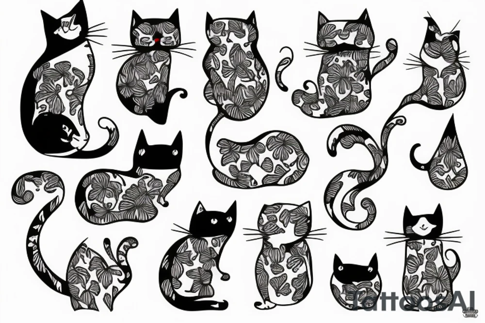 Cat on trees tattoo idea