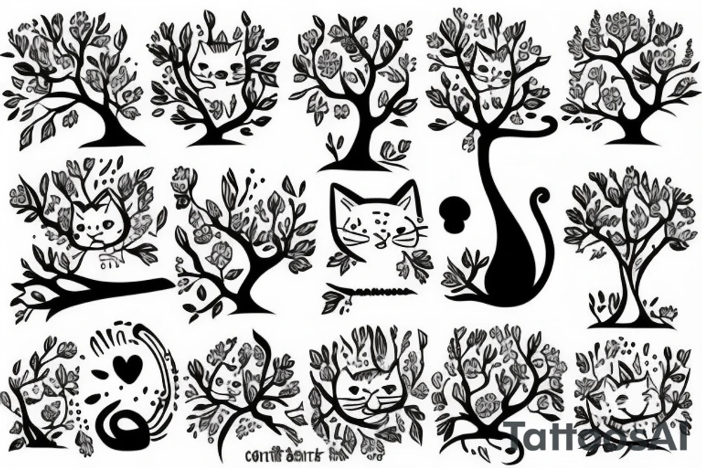 Cat on trees tattoo idea