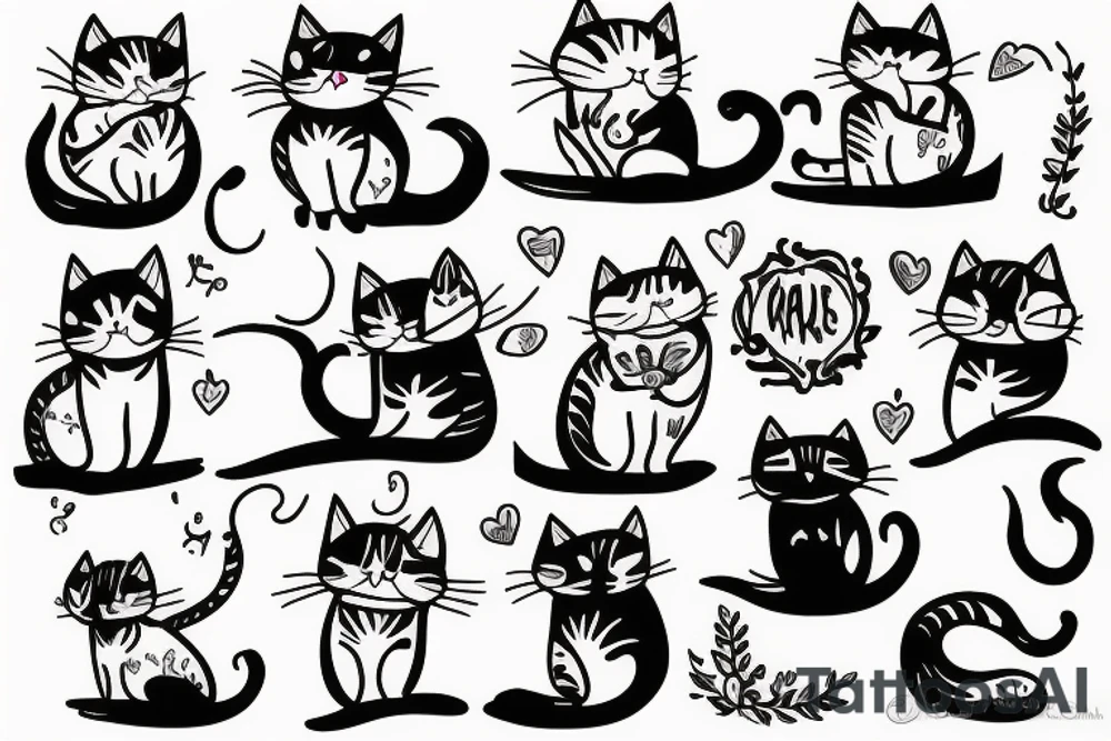 Cat on trees tattoo idea