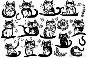 Cat on trees tattoo idea