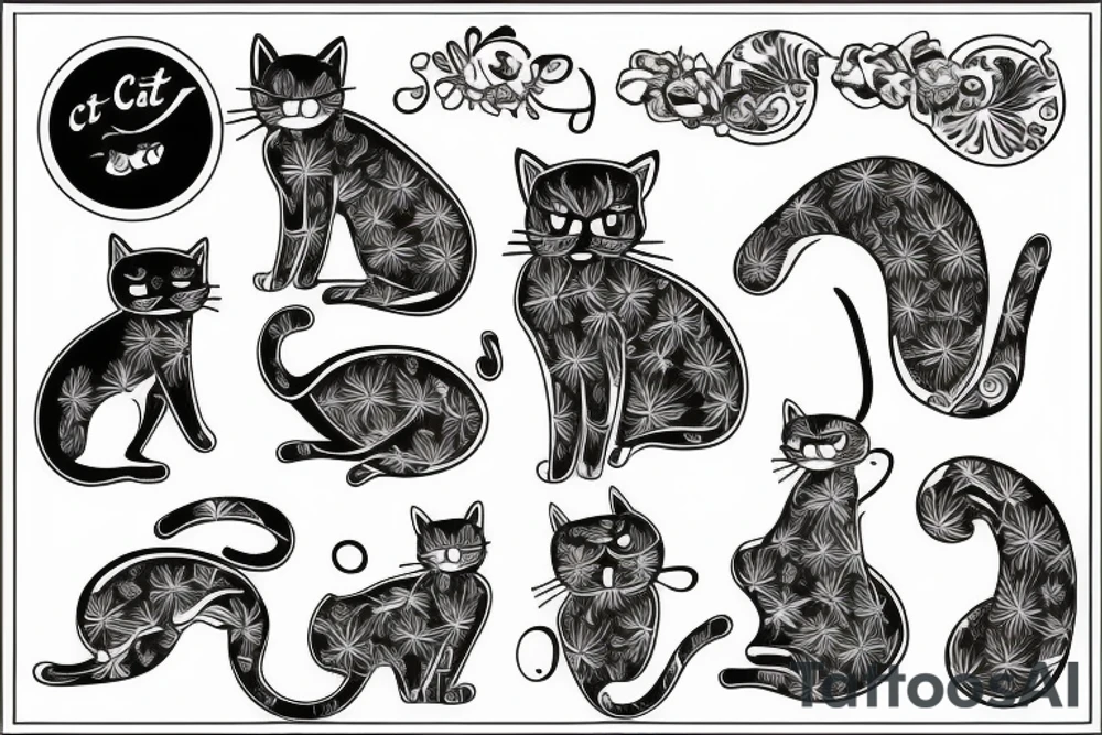 Cat on trees tattoo idea