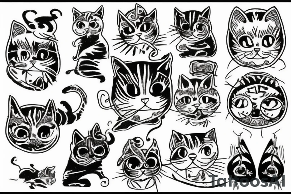 Cat on trees tattoo idea
