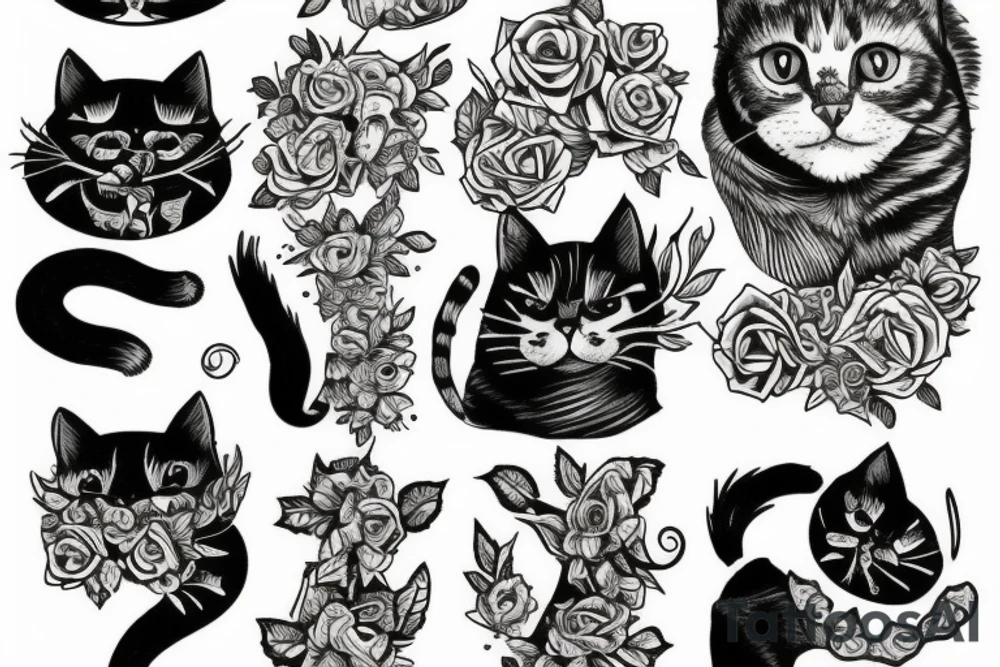 Cat on trees tattoo idea