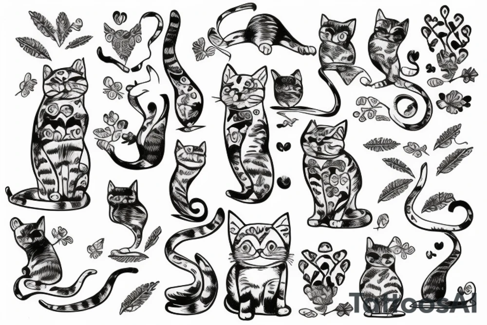 Cat on trees tattoo idea