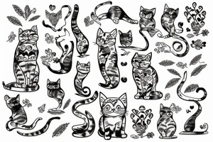 Cat on trees tattoo idea