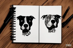aggressive pit bull with scars on face tattoo idea