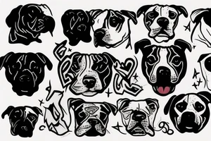 aggressive pit bull with scars on face tattoo idea