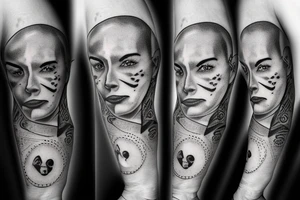 aggressive pit bull with scars on face tattoo idea