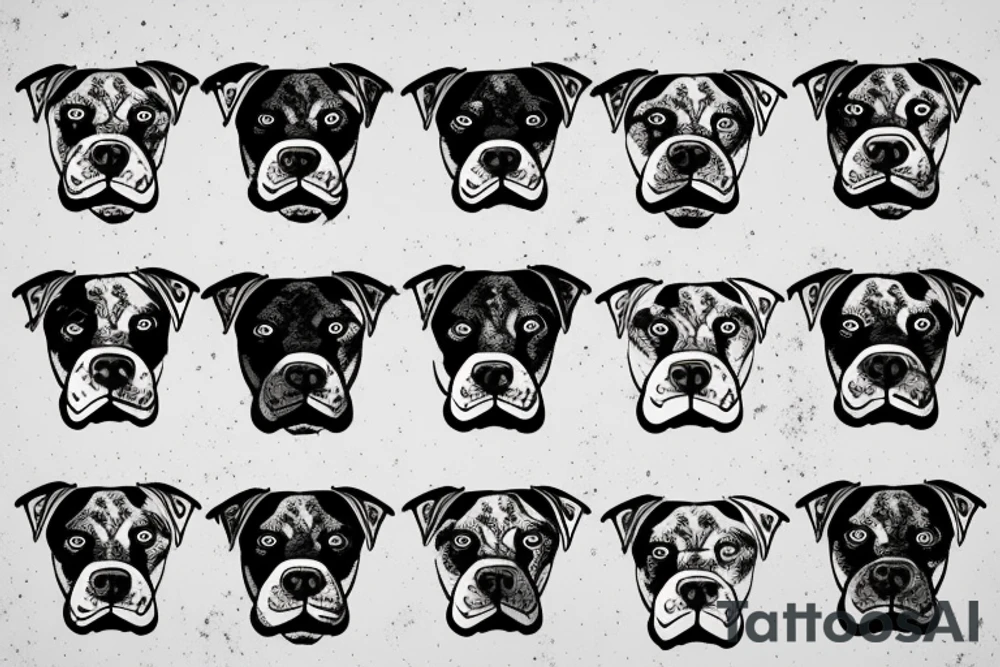 aggressive pit bull with scars on face tattoo idea