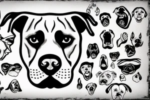 aggressive pit bull with scars on face tattoo idea