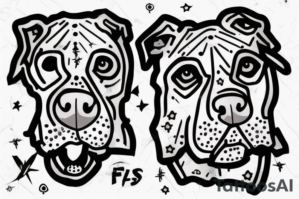 aggressive pit bull with scars on face tattoo idea