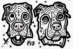 aggressive pit bull with scars on face tattoo idea