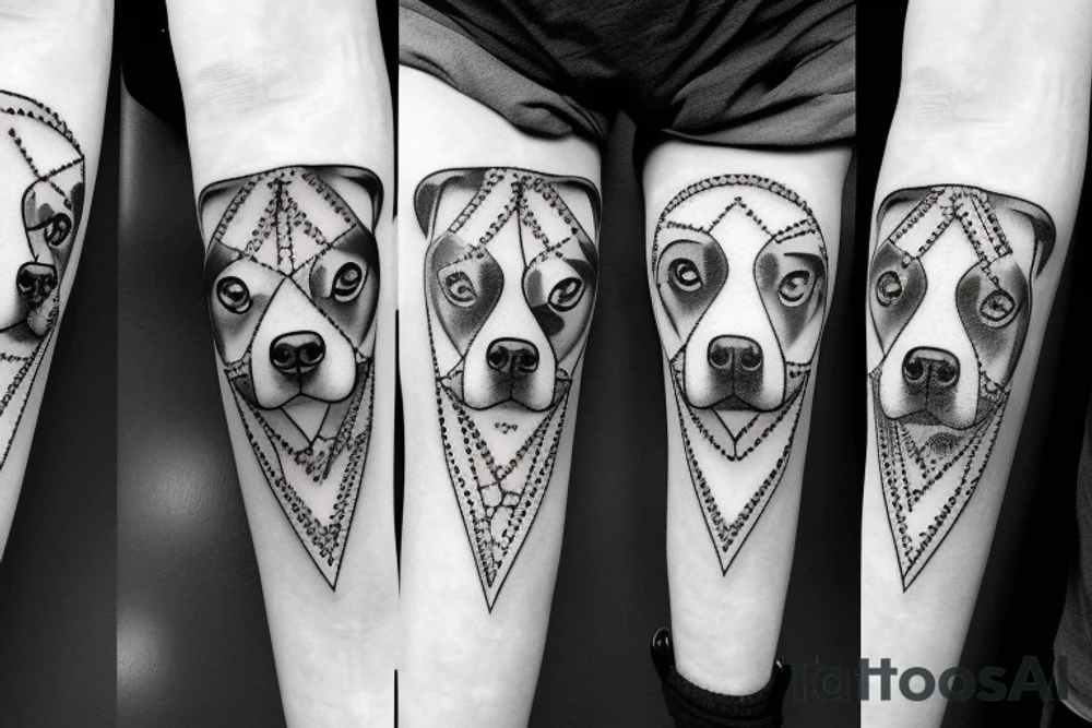 aggressive pit bull with scars on face tattoo idea