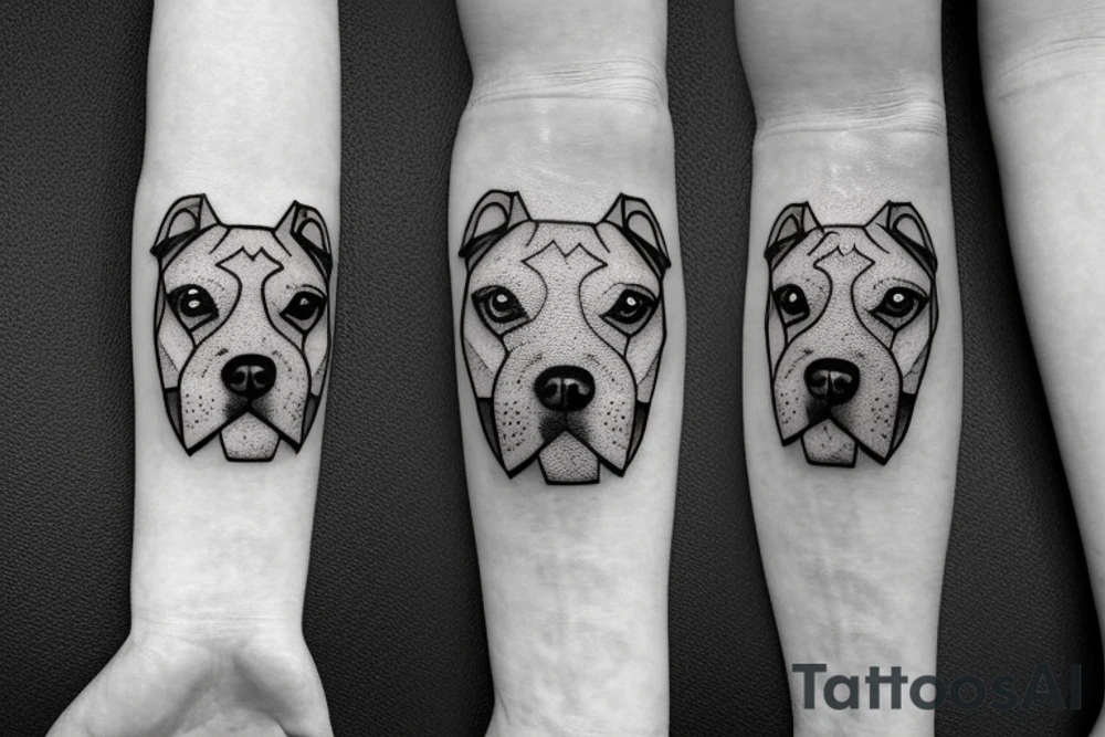 aggressive pit bull with scars on face tattoo idea