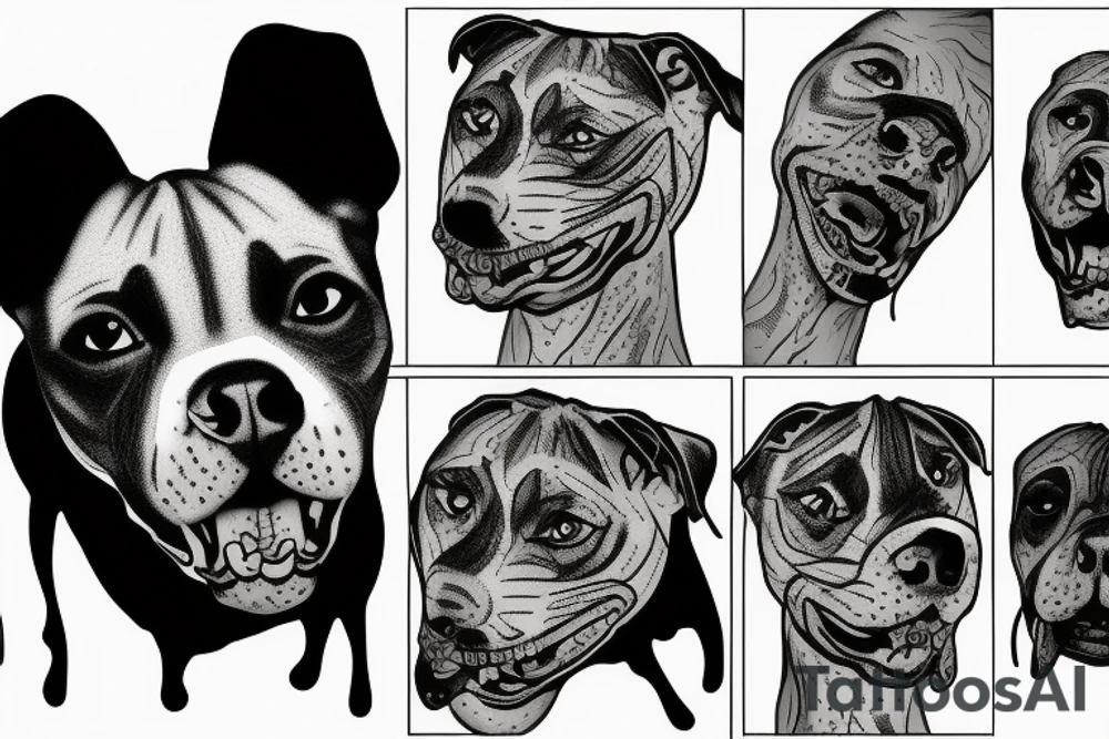 aggressive pit bull with scars on face and teeth out tattoo idea aggressive pit bull with scars on face and teeth out tattoo idea