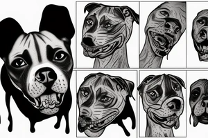 aggressive pit bull with scars on face and teeth out tattoo idea