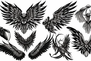 dark mystical wings tattoo idea