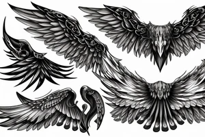 dark mystical wings tattoo idea