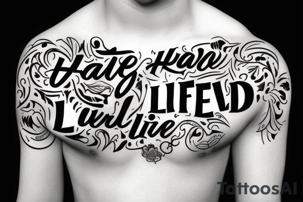 live life hard slogan tattoo idea