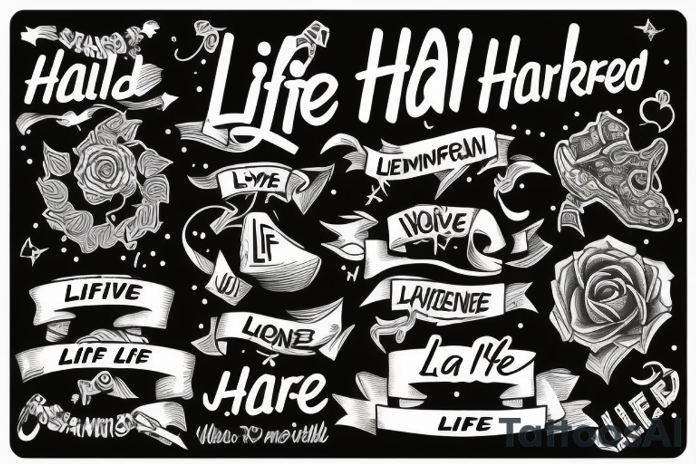 live life hard slogan tattoo idea