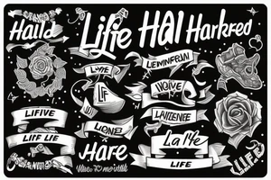 live life hard slogan tattoo idea