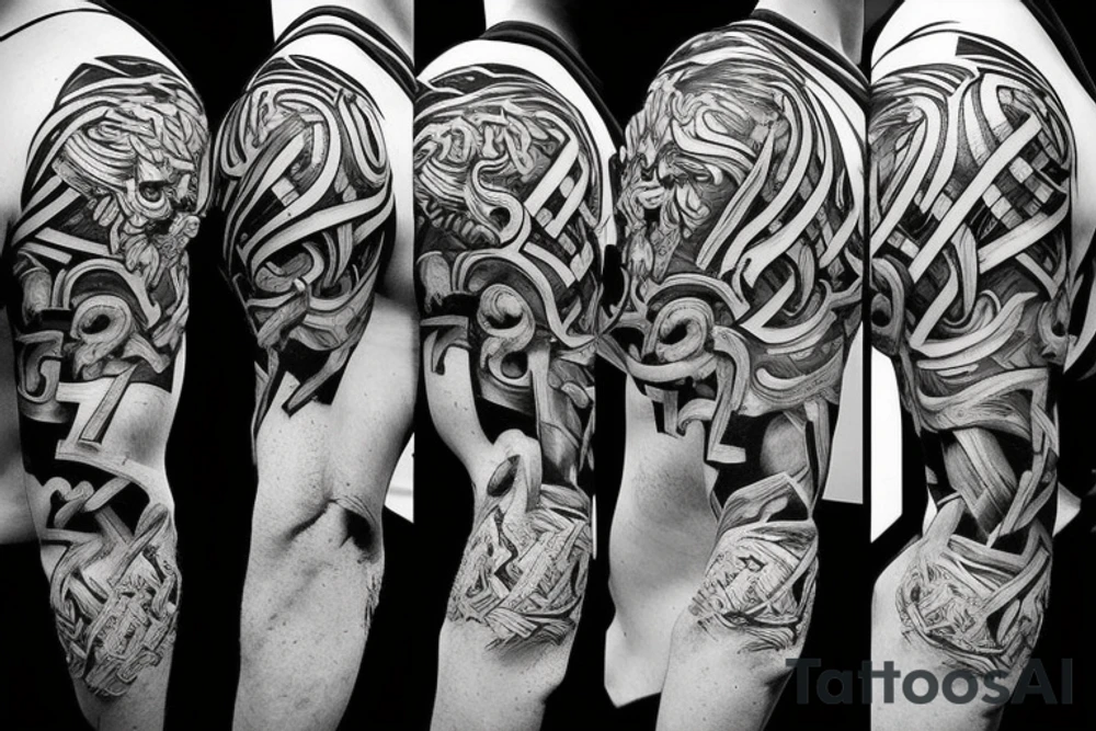 Odin from shoulder to lower bicep tattoo idea