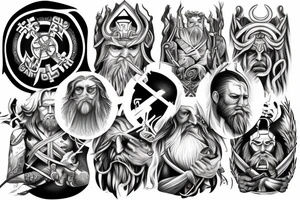 Odin from shoulder to lower bicep tattoo idea