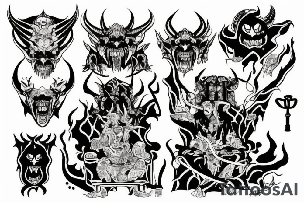 The Devil on his throne in hell tattoo idea