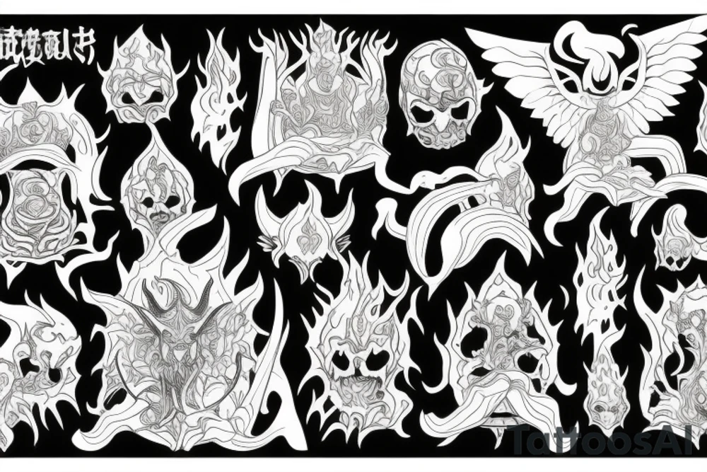The Devil on a throne engulfed with flames in hell tattoo idea