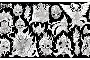 The Devil on a throne engulfed with flames in hell tattoo idea