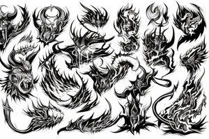 The Devil on a throne engulfed with flames in hell tattoo idea