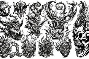 The Devil on a throne engulfed with flames in hell tattoo idea