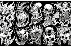 The Devil on a throne engulfed with flames in hell tattoo idea