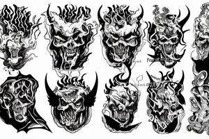 The Devil on a throne engulfed with flames in hell tattoo idea