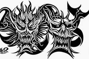 The Devil on a throne engulfed with flames in hell tattoo idea