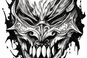 An oni's mask destroyed after a rough battle tattoo idea