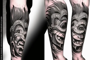 An oni's mask destroyed after a rough battle tattoo idea