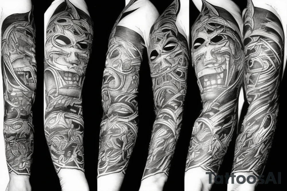 An oni's mask destroyed after a rough battle tattoo idea