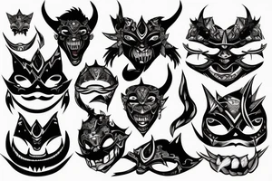 An oni's mask destroyed after a rough battle tattoo idea