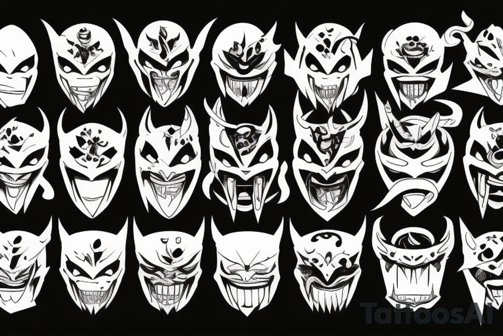 Demon oni's mask torn up and broken tattoo idea Demon oni's mask torn up and broken tattoo idea