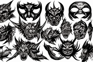 Demon oni's mask torn up and broken tattoo idea