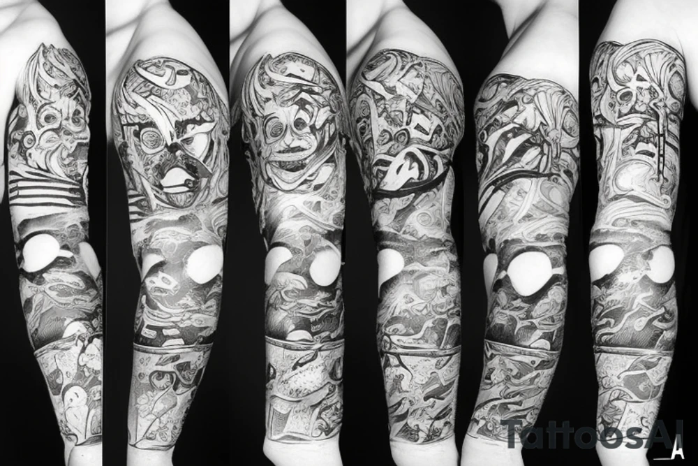 oni's mask torn up and broken tattoo idea