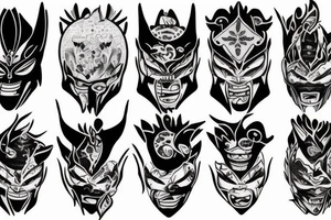 oni's mask torn up and broken tattoo idea