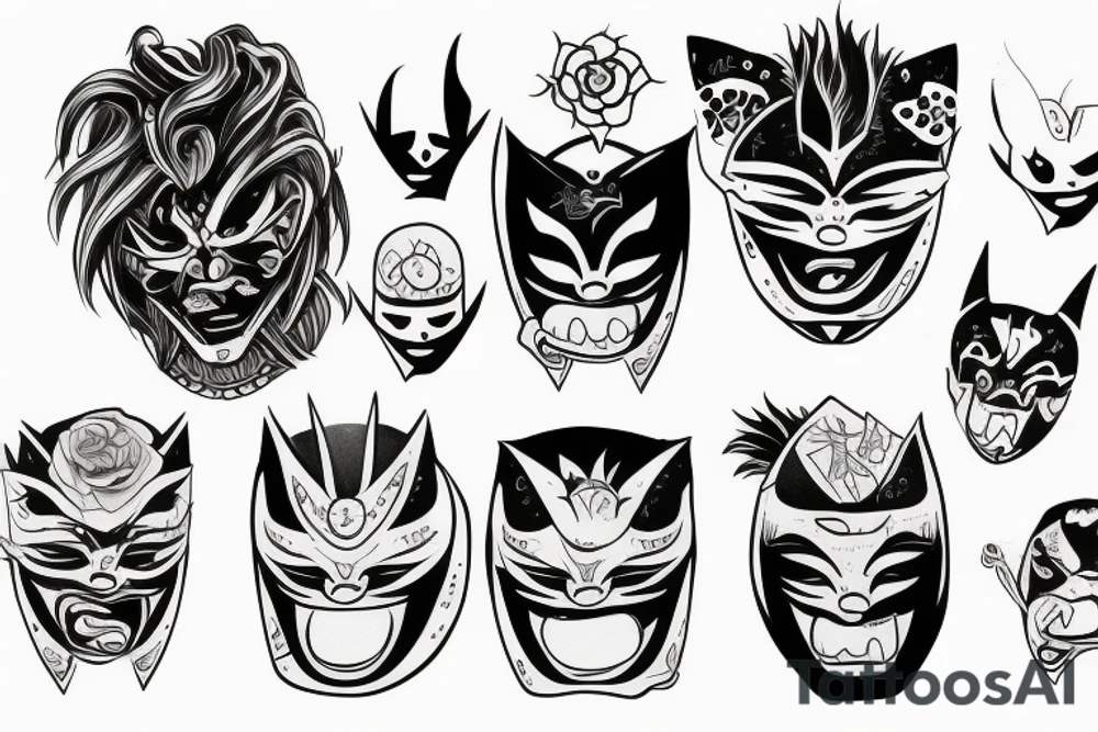 oni's mask torn up and broken tattoo idea