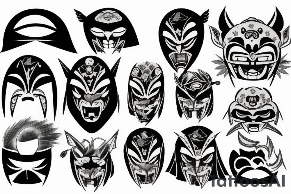 oni's mask torn up and broken tattoo idea