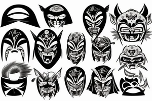 oni's mask torn up and broken tattoo idea