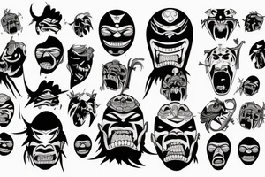 Samurai screaming in pain with his mask destroyed showing his skull underneath tattoo idea