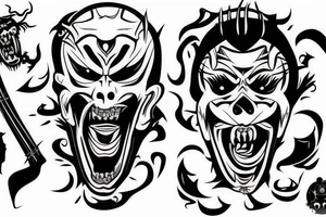 Samurai screaming in pain with his mask destroyed showing his skull underneath tattoo idea