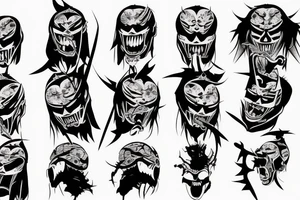 Samurai screaming in pain with his mask destroyed showing his skull underneath tattoo idea
